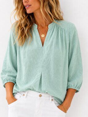 Anthropologie Dolan Coastal Chic Textured Peasant Blouse Aqua Petite S